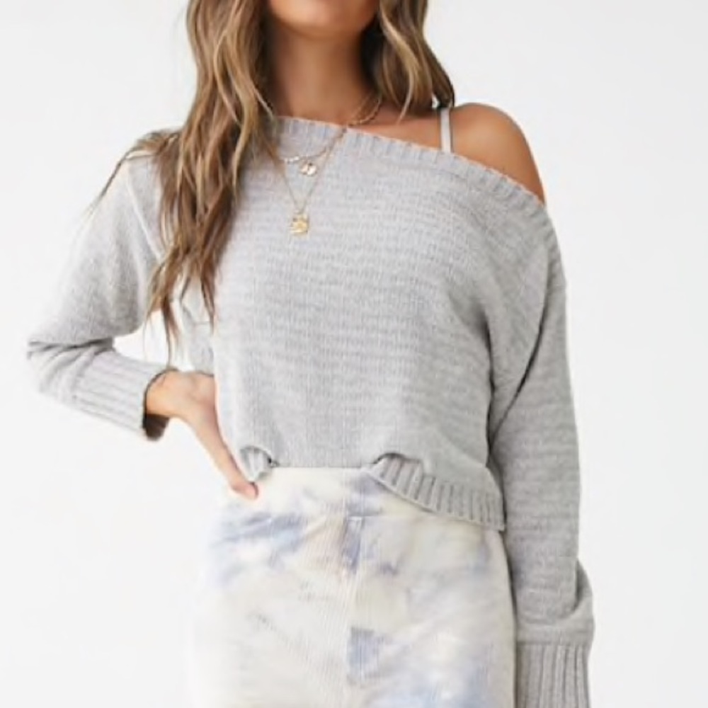 One shoulder knit sweater